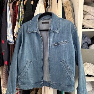 Uniqlo Men's Light Blue Denim Bomber Jacket